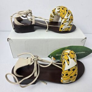 Farm Rio White Spotted Bananas Ankle Strap Sandals Size 7.5